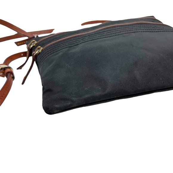 DOONEY & BOURKE Black Brown Genuine Leather Canvas CROSSBODY Purse Messenger Bag - Picture 6 of 16